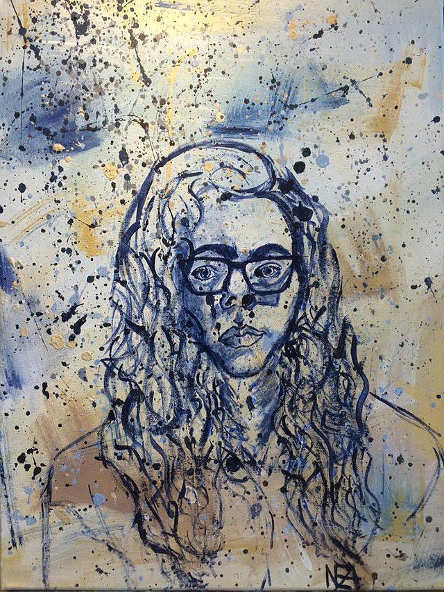 Age 19 Self-Portrait In Shades Of Blue & Ochre